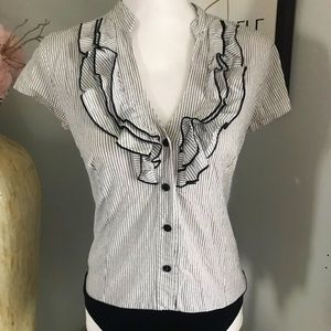 Black and white ruffle top
